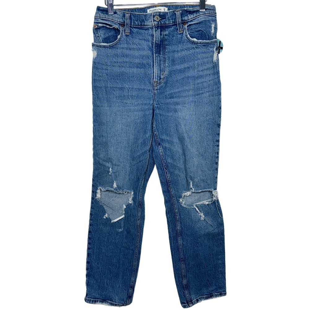 Abercrombie & Fitch The '90s Straight Ultra High Rise Blue Denim Jeans Size 29 8